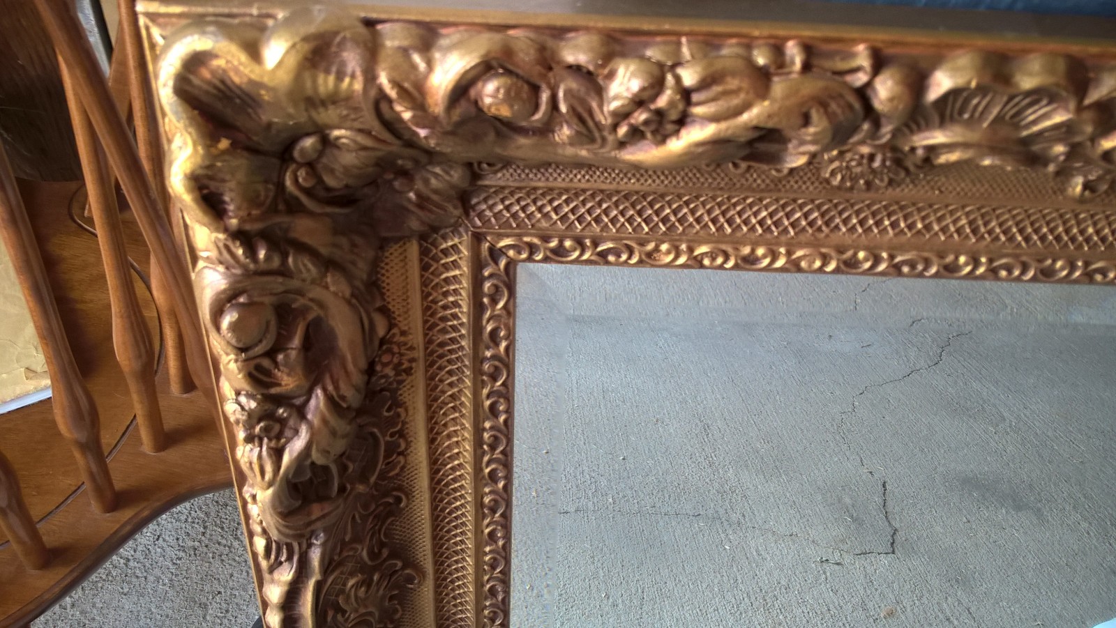 JA Olson Beveled Permaflect Mirror In Gilt Frame 30×42 Vintage Hollywood Regency