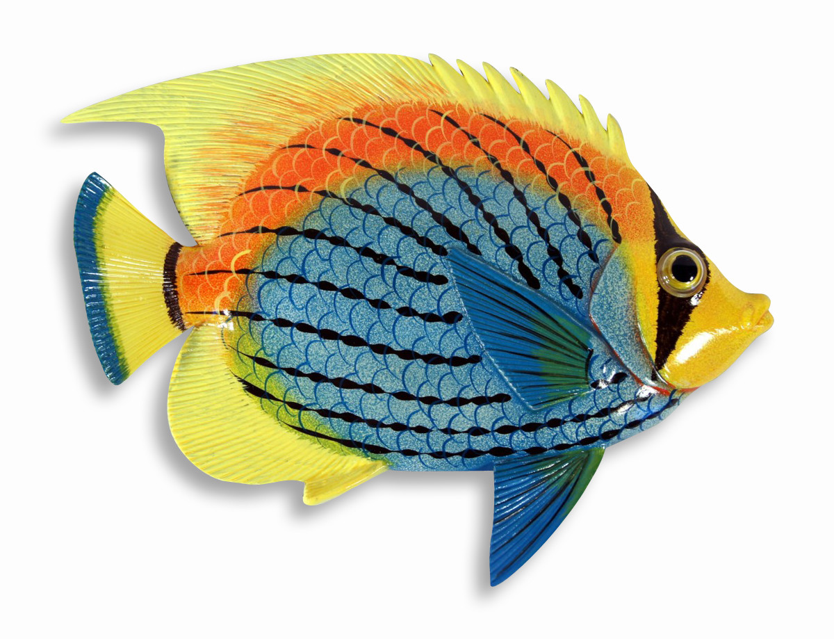 Hand Painted 8″ Tropical Fish Replica Wall Mount Décor Plaque Sculpture 009L