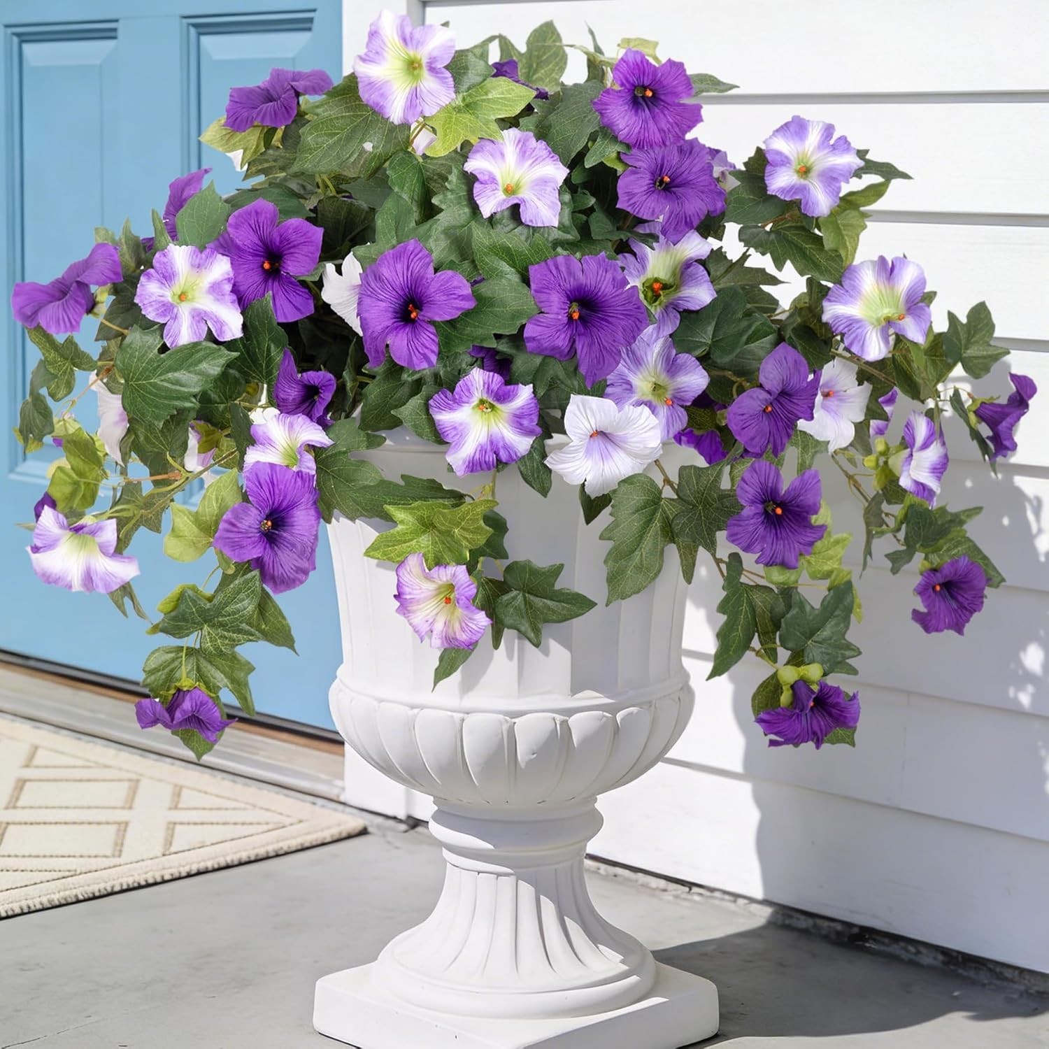 Charming 2PCS Silk Petunias – UV & Water-Resistant Faux Flowers for All Seasons