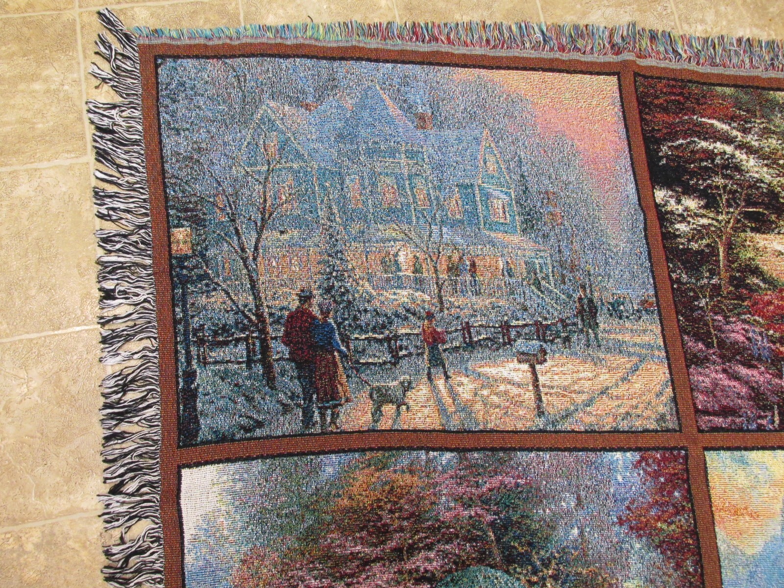 Thomas Kincade Painter of Light Tapestry Throw Blanket Seasons 52 x 62
