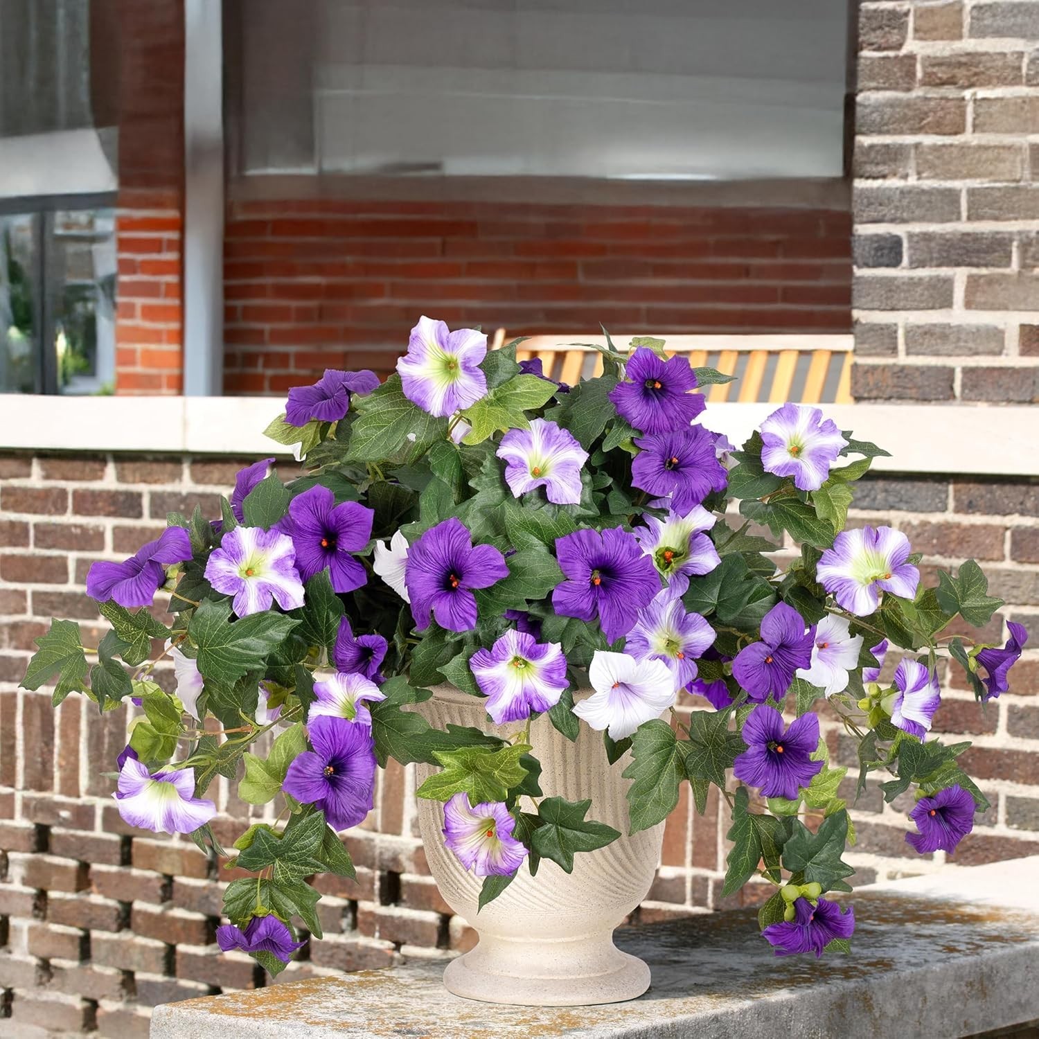 Charming 2PCS Silk Petunias – UV & Water-Resistant Faux Flowers for All Seasons