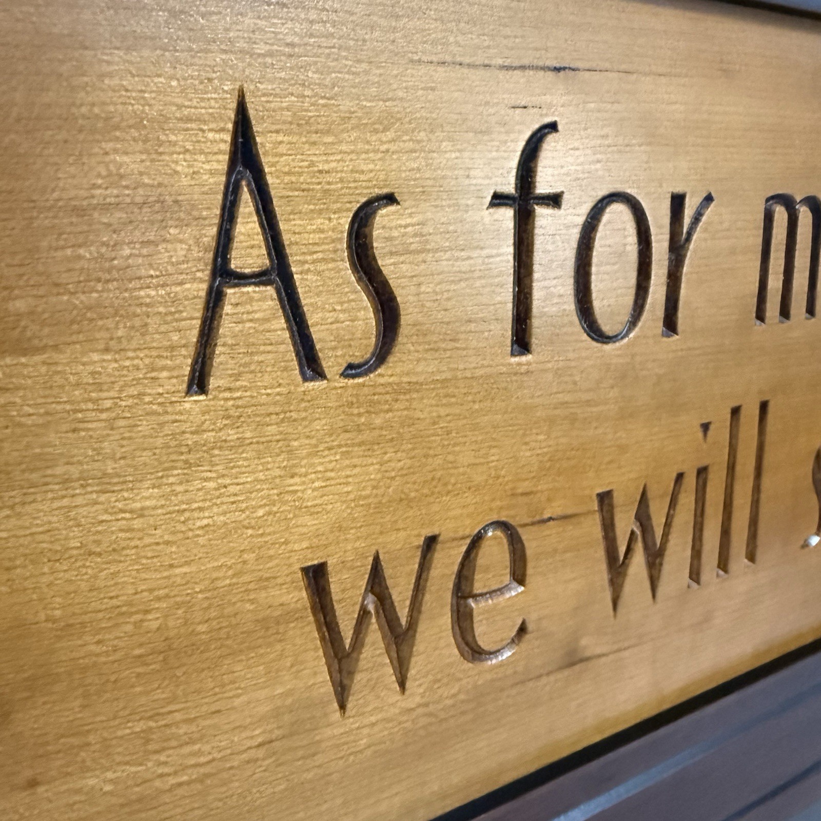 P. Graham Dunn 30” Wood Plaque “My House Will Serve Lord” Carved Wall Art Decor