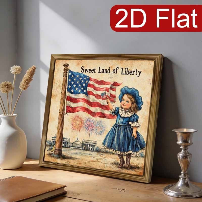 Vintage Patriotic Wall Art “Sweet Land of Liberty” Framed 4th of July Home Decor