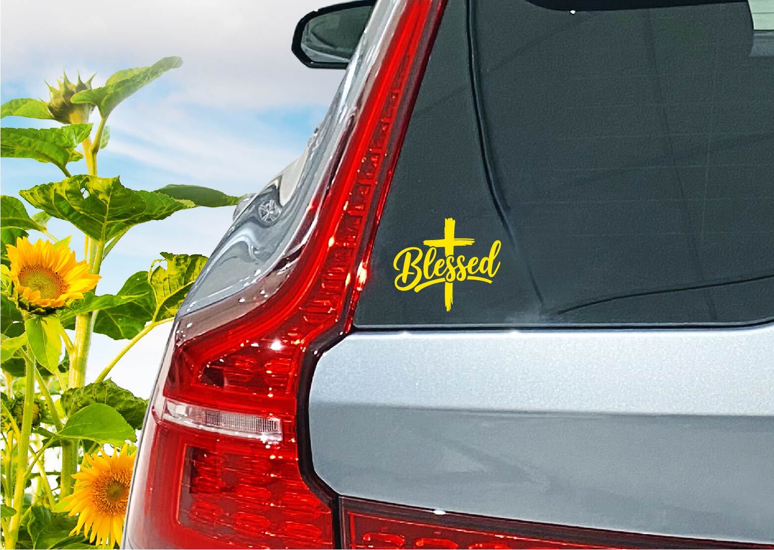 Blessed Cross Decal Sticker Jesus God Religious Gift Christian Pride Love Church