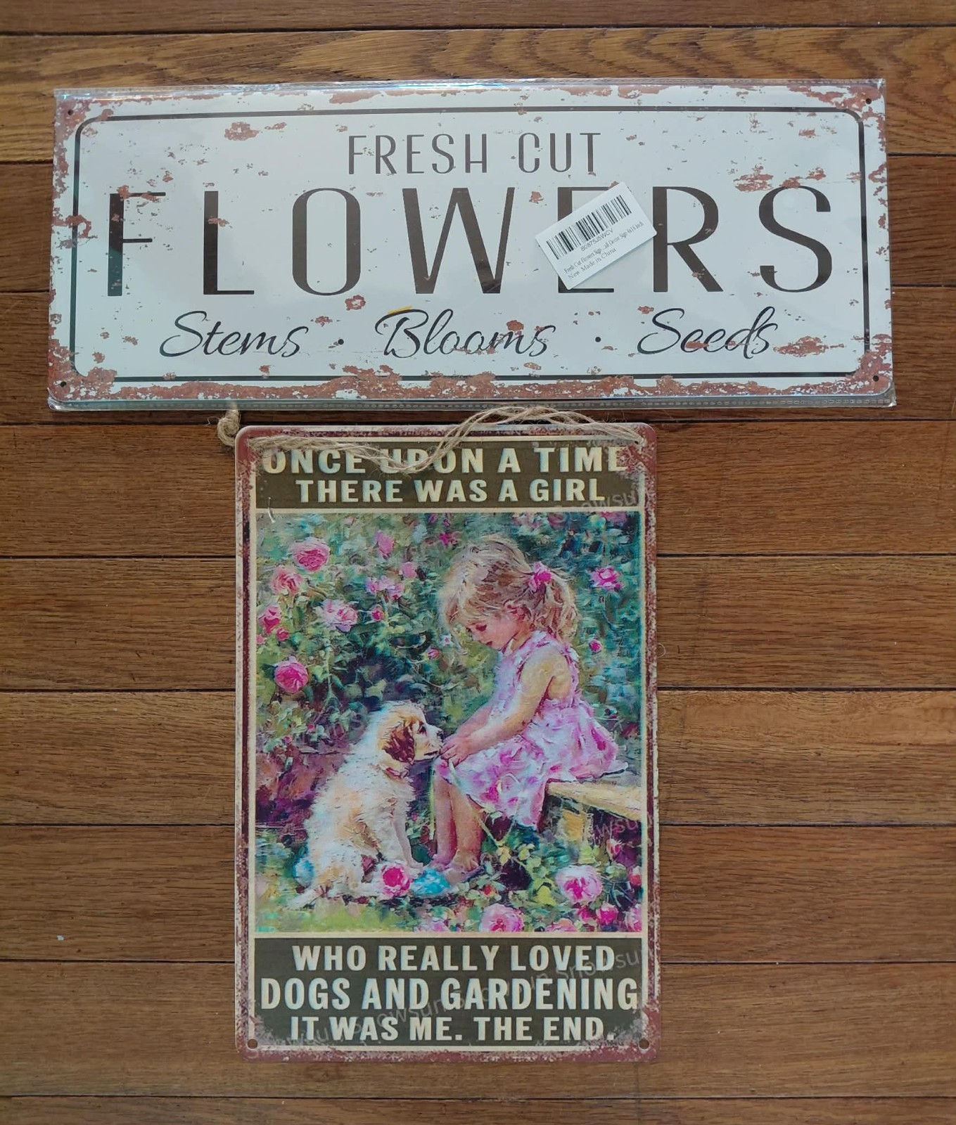 Womens Rustic Garden And Flowers Decorative Metal Sign Set Of 2