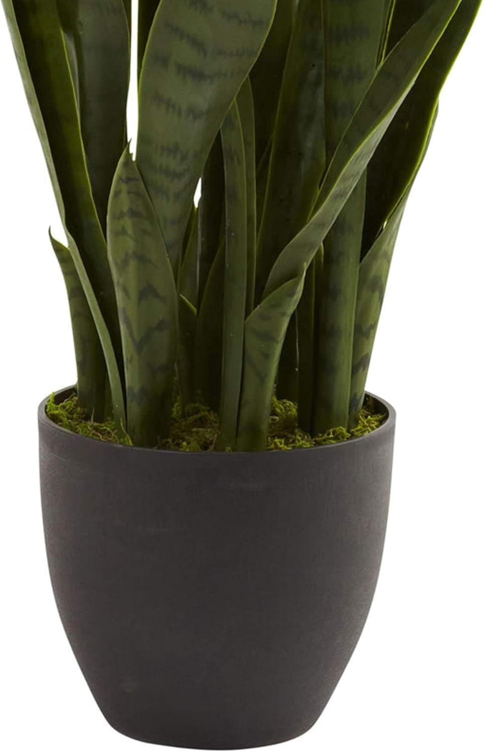 Artificial Snake Plant 35in Faux Greenery Indoor Decor Black Planter