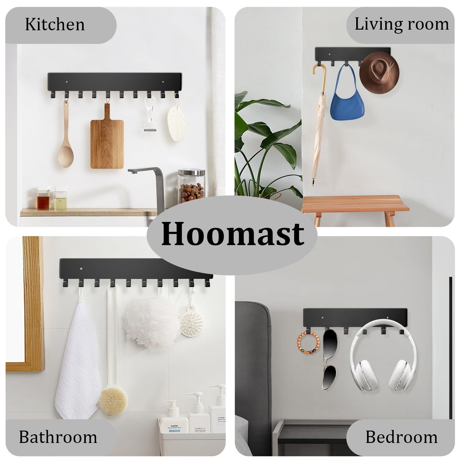 Hoomast Key Holder Wall Mount with 10 Hooks – Key Rack Organizer for Entryway…