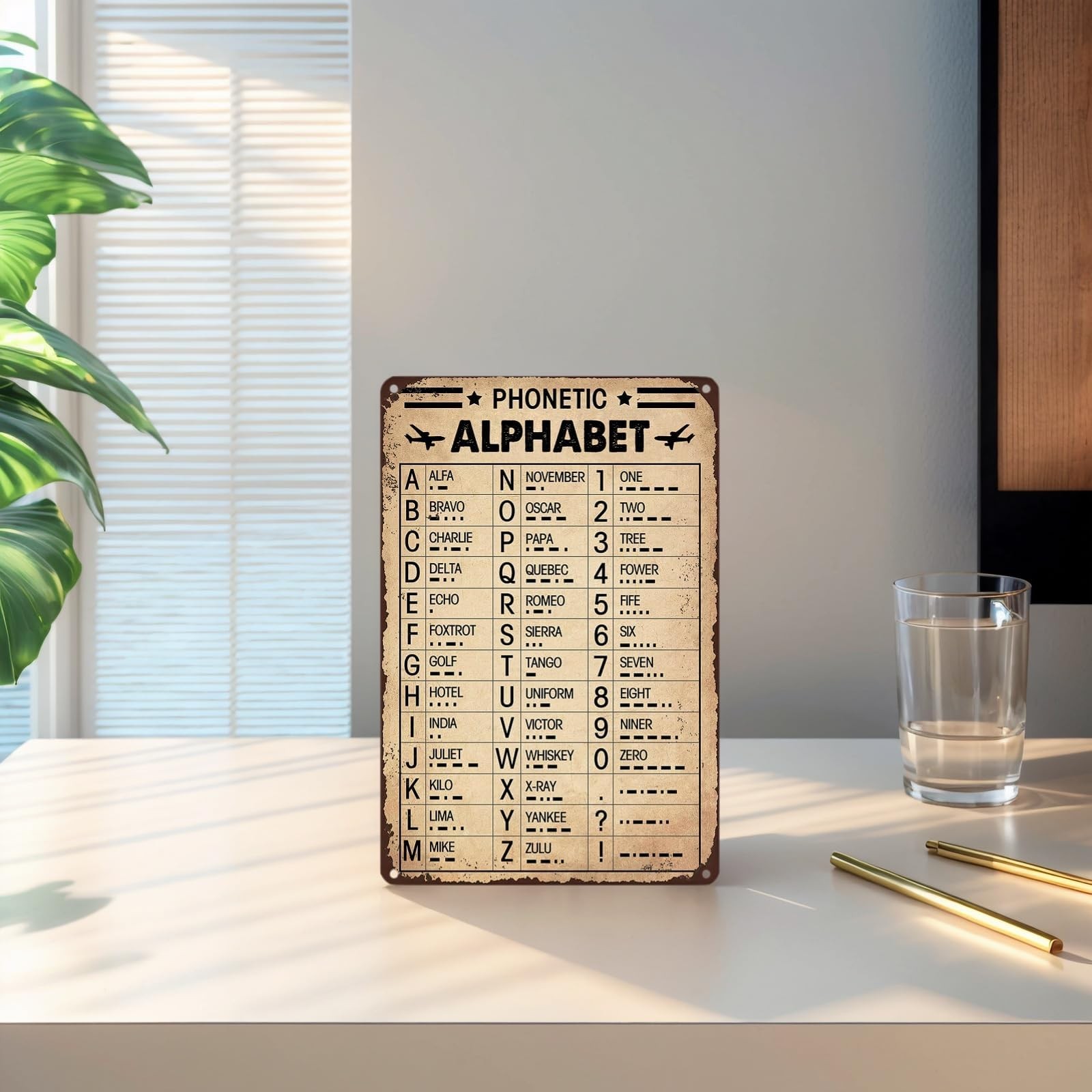 Aviation Phonetic Alphabet Poster Sign with 12 inches x 8 inches,