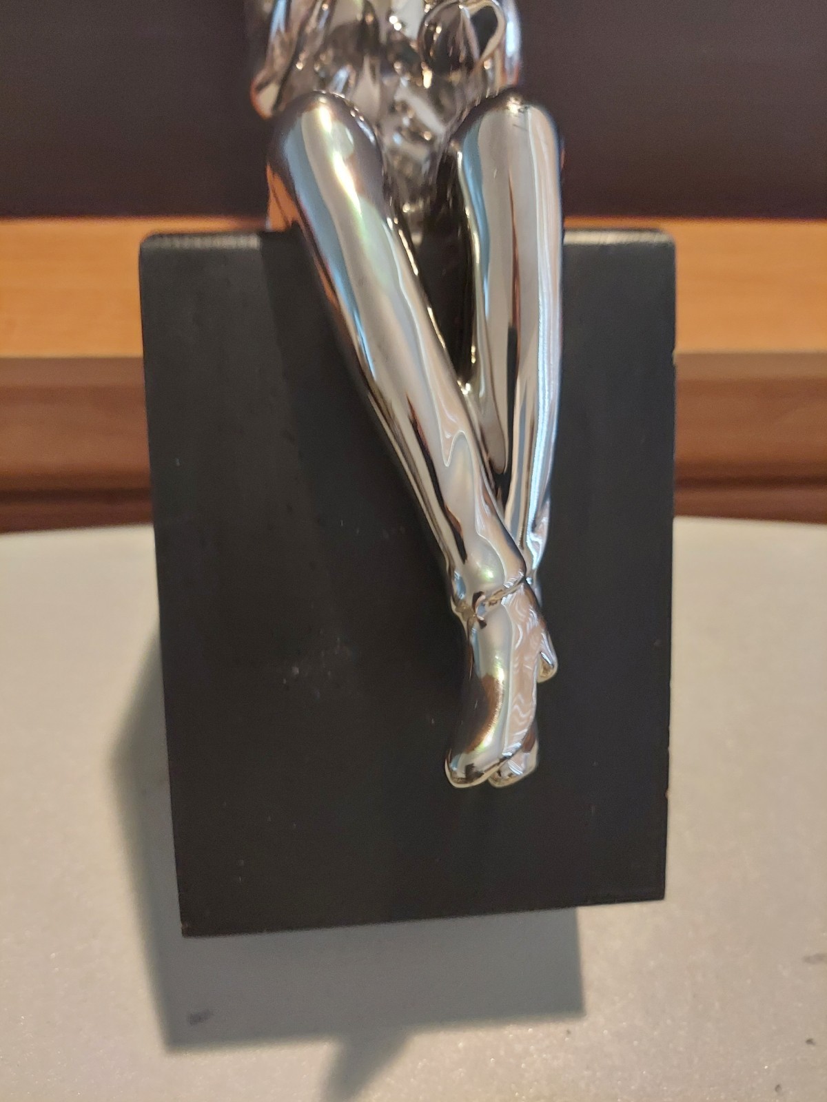 Musician Ceramic Silver Sculpture On A Black Resin Base Box – Trumpet Player is