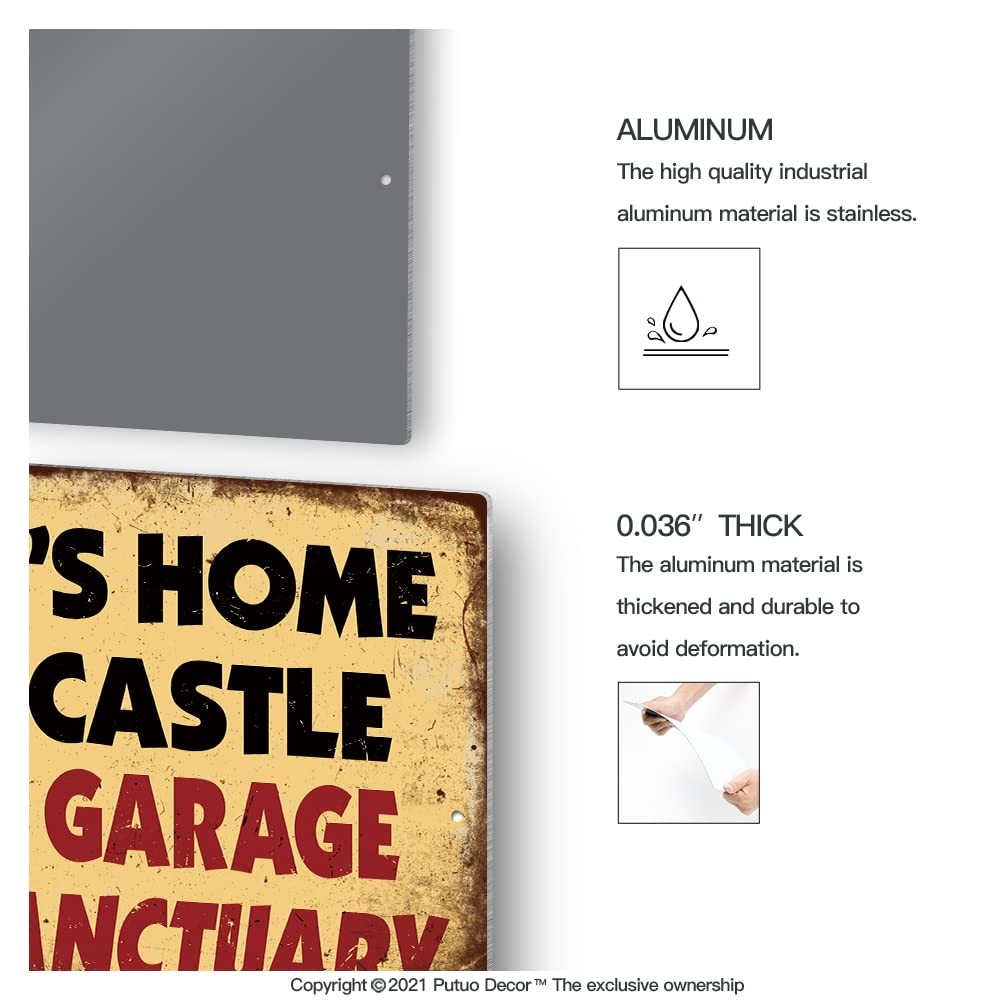 12 x 8 inches, A Man’S Home Is His Castle But Garage Sanctuary
