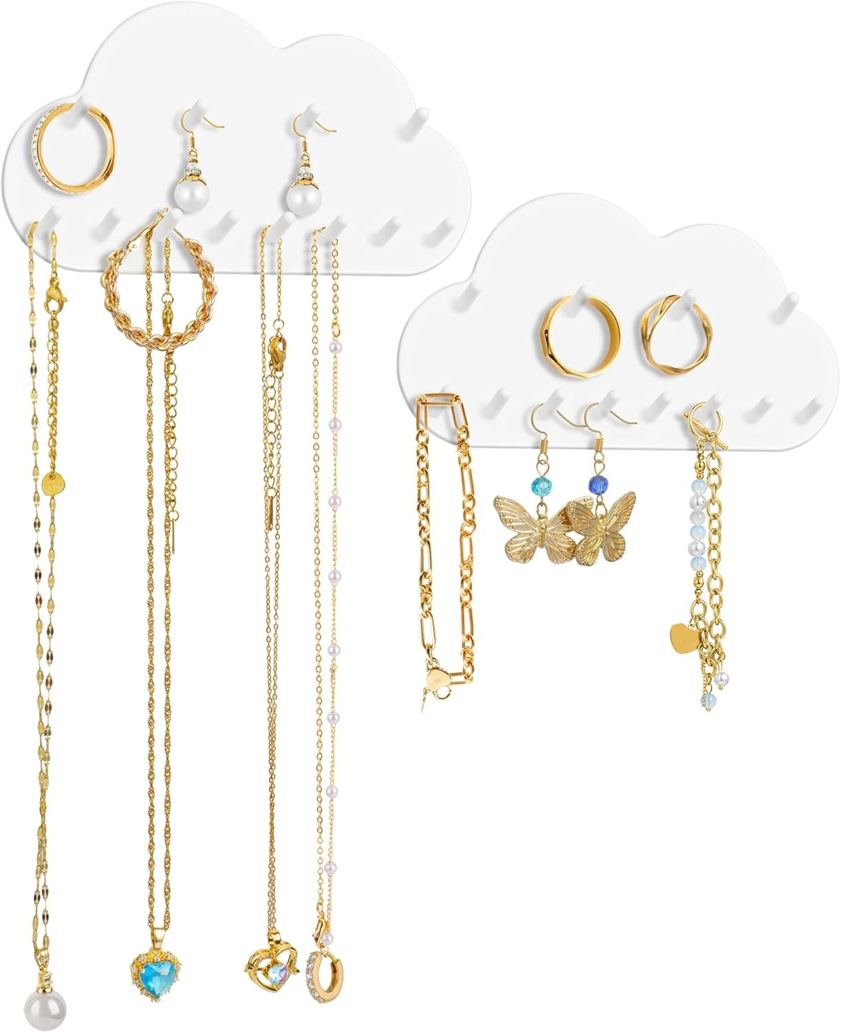 2-Pa Cloud Shape Wall-Mounted Hanging Jewelry Organizers for
