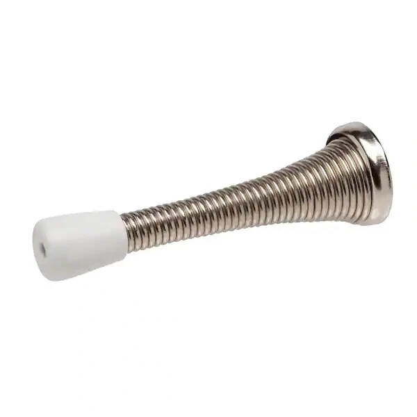 2-Pack Everbilt 4 inch Satin Nickel X-Long Spring Door Stop Stay Doorstop 13524