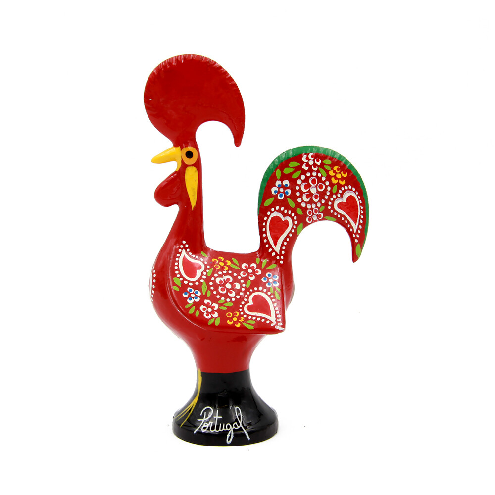 Traditional Portuguese Aluminum Red Good Luck Rooster Galo de Barcelos