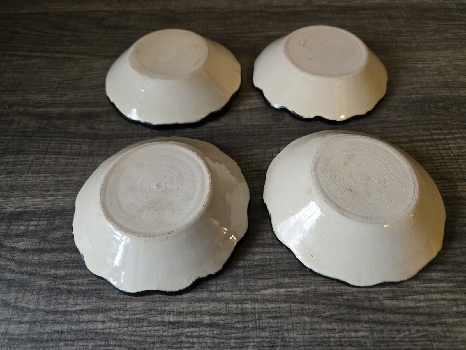 Ceramic Turkish Handmade Relief Bowls Set of 4, Red Floral Pattern, 4″ Plates