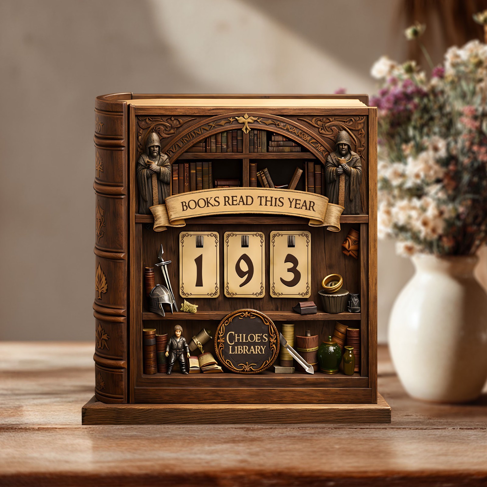 Personalized Reading Counter: Books Read This Year Decor, Bookish Gift