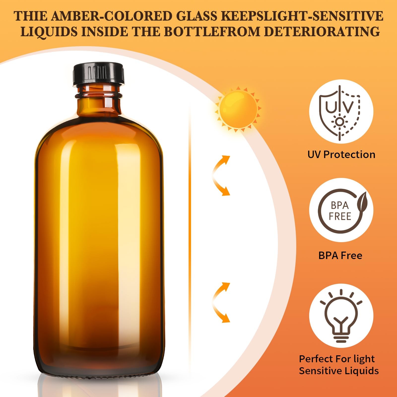 2 Pack Amber Glass Spray Bottles 16 Oz Refillable Bottles