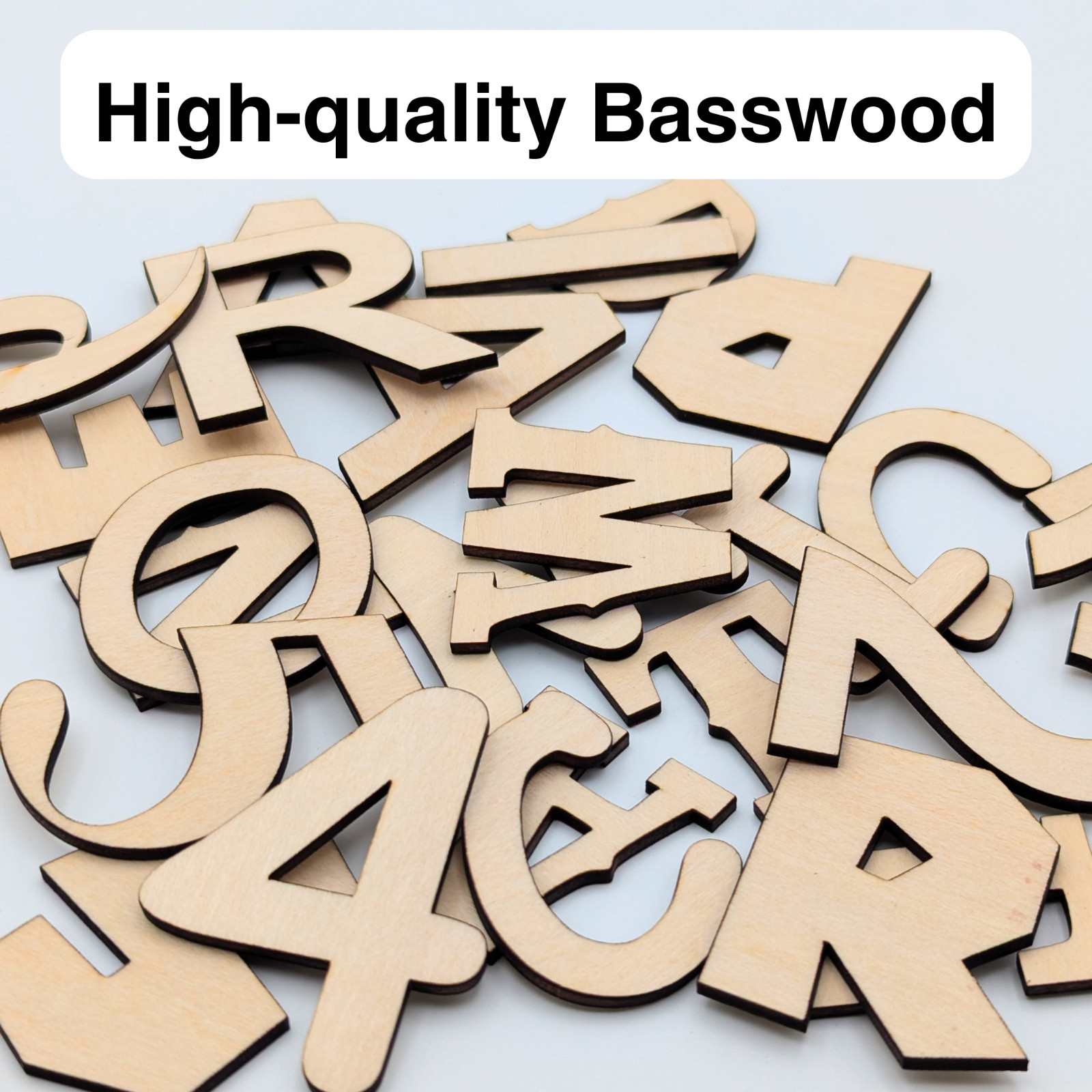Comic Sans Font Wood Letters Numbers Cutout Unfinished Laser Cut 3mm Craft 14″