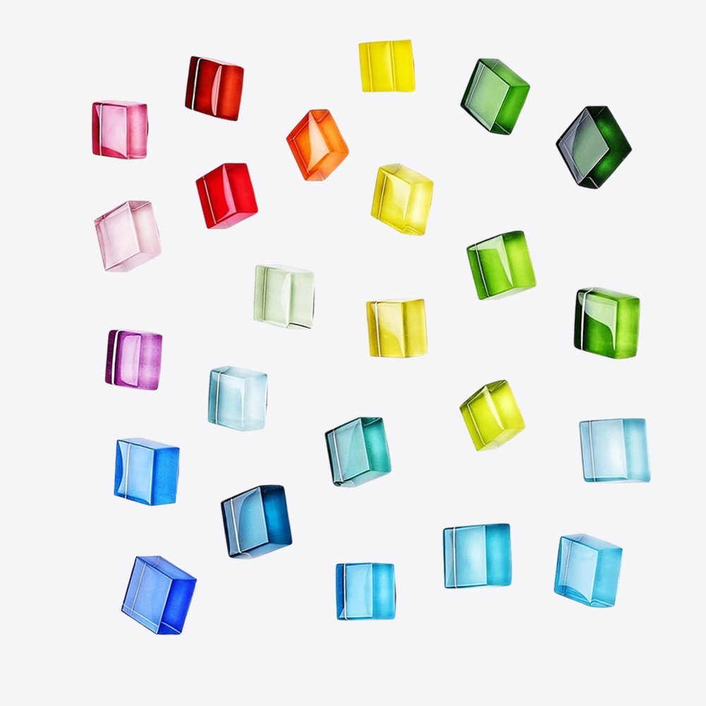 Handmade Colorful Glass Mosaic Fridge Magnets 1.5×1.5×0.6 cm for Home Workspace