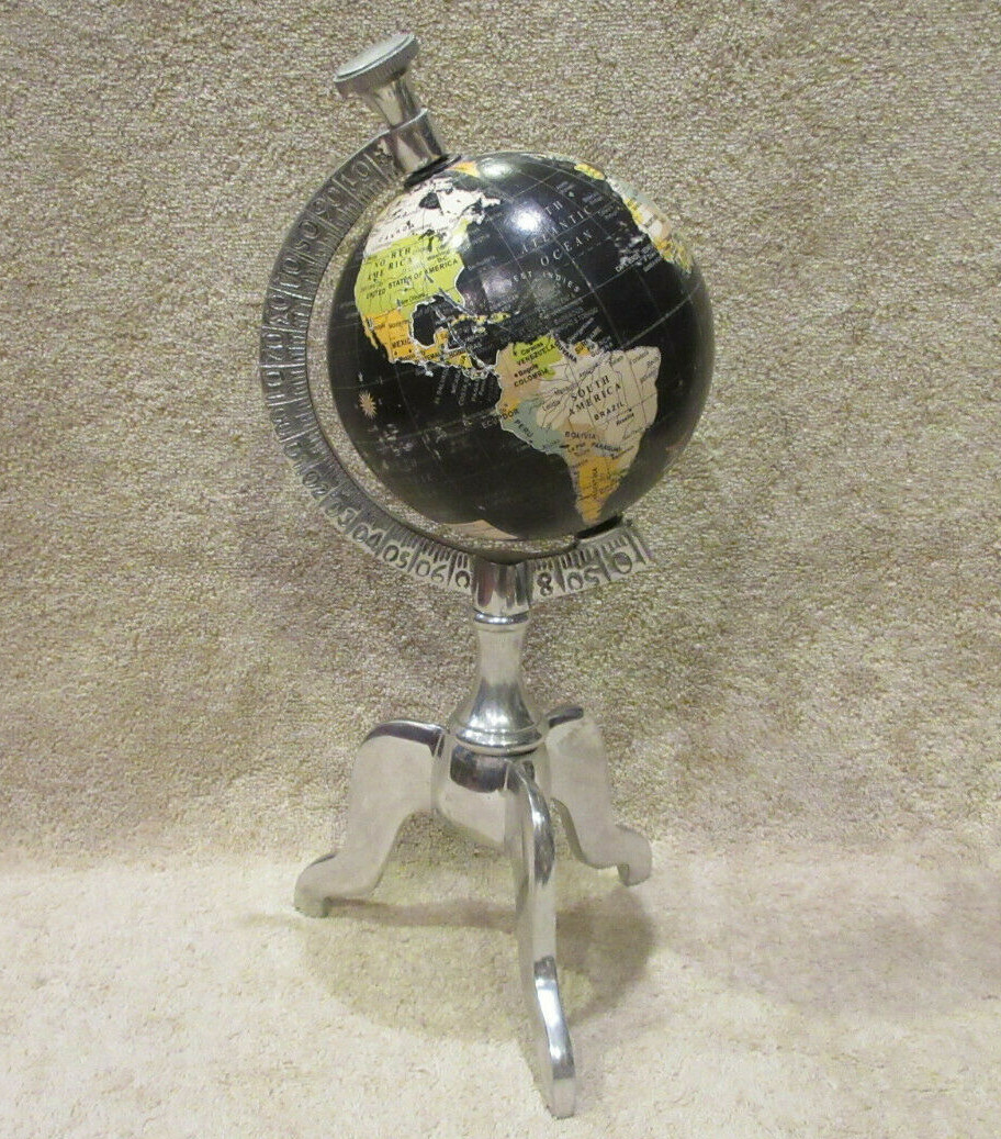 Drexel Heritage Tabletop World Globe – Black & Silver – Home Decore -SEE PICS!