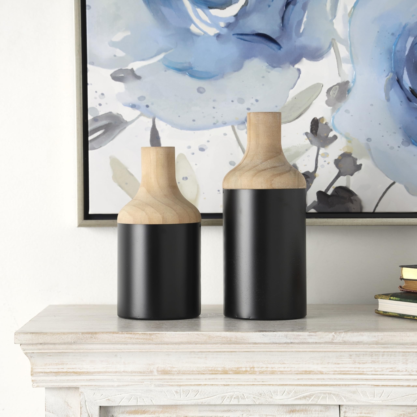 Deco 79 Wood Decorative Vase Colorblock Centerpiece Vases with Light Brown Wo…