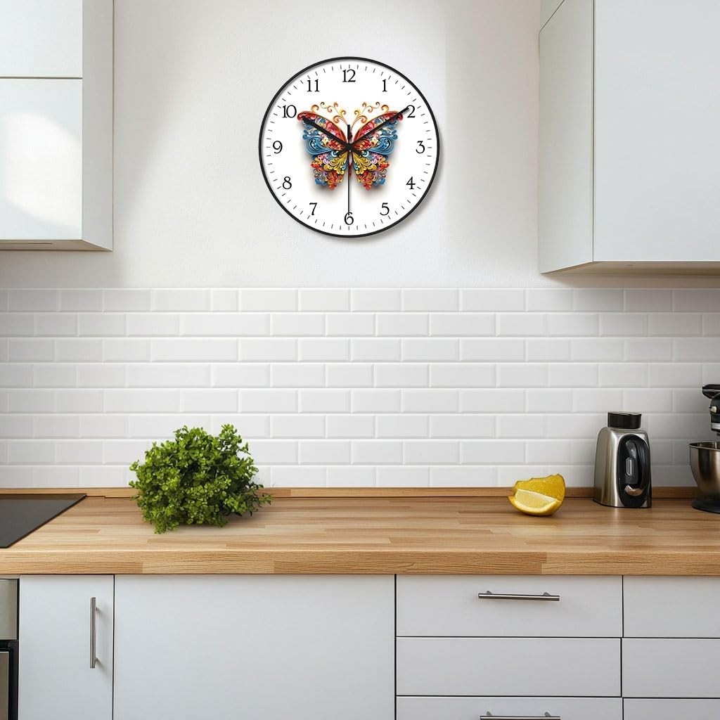 8 inch Silent Battery Operated Wall Clock, Decorative Round Wall Clock, Color…