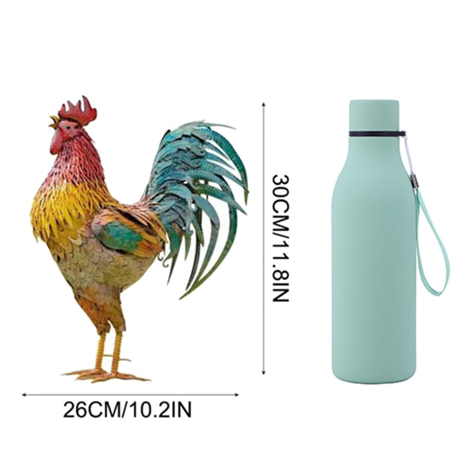 2D-Realistic Chicken-Statues,Metal Rooster Animals Stake,Animal Silhouette Decor