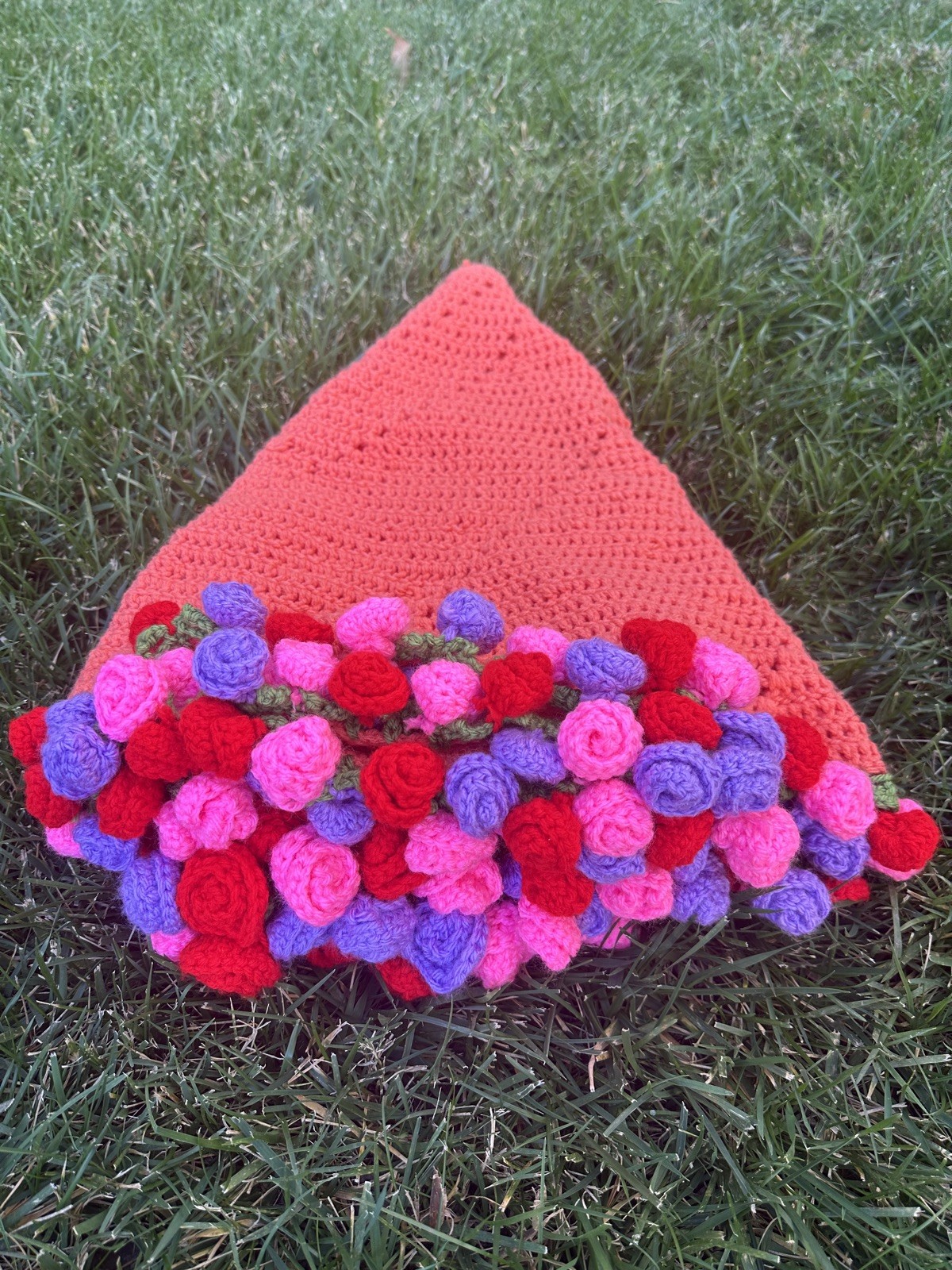 Flower Bouquet Blanket,DIY Handmade Crochet Rose Blanket,Knitted Throw Blankets