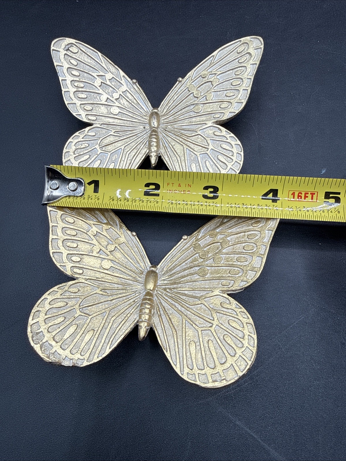 Set Of 7 Resin Plastic Gold Butterfly Wall Hanging Art