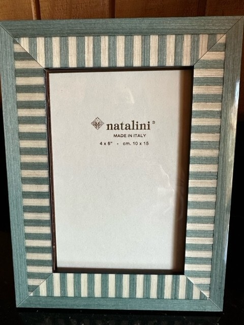 4×6 NATALINI PHOTO/PICTURE FRAME – MINT/SAGE GREEN/IVORY STRIPED