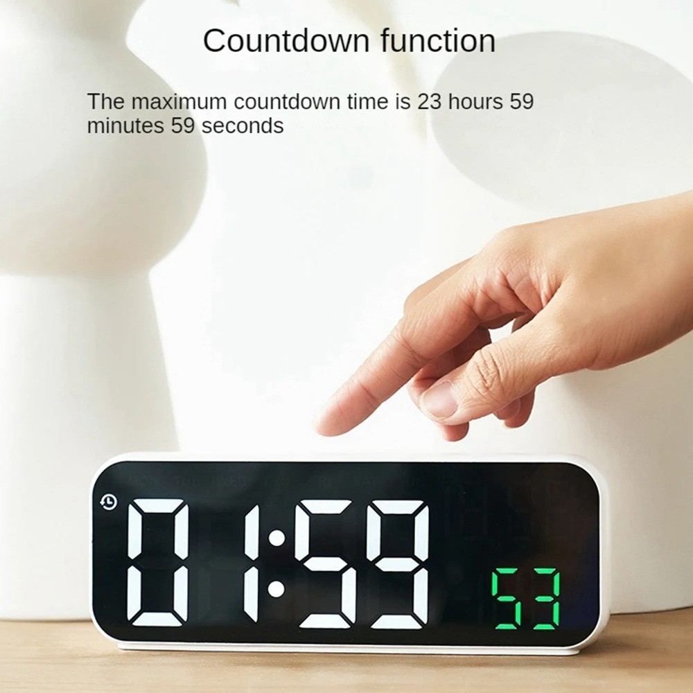 LED Digital Alarm Clock USB Desk Clock Date Temperature Snooze Dimmer Timer