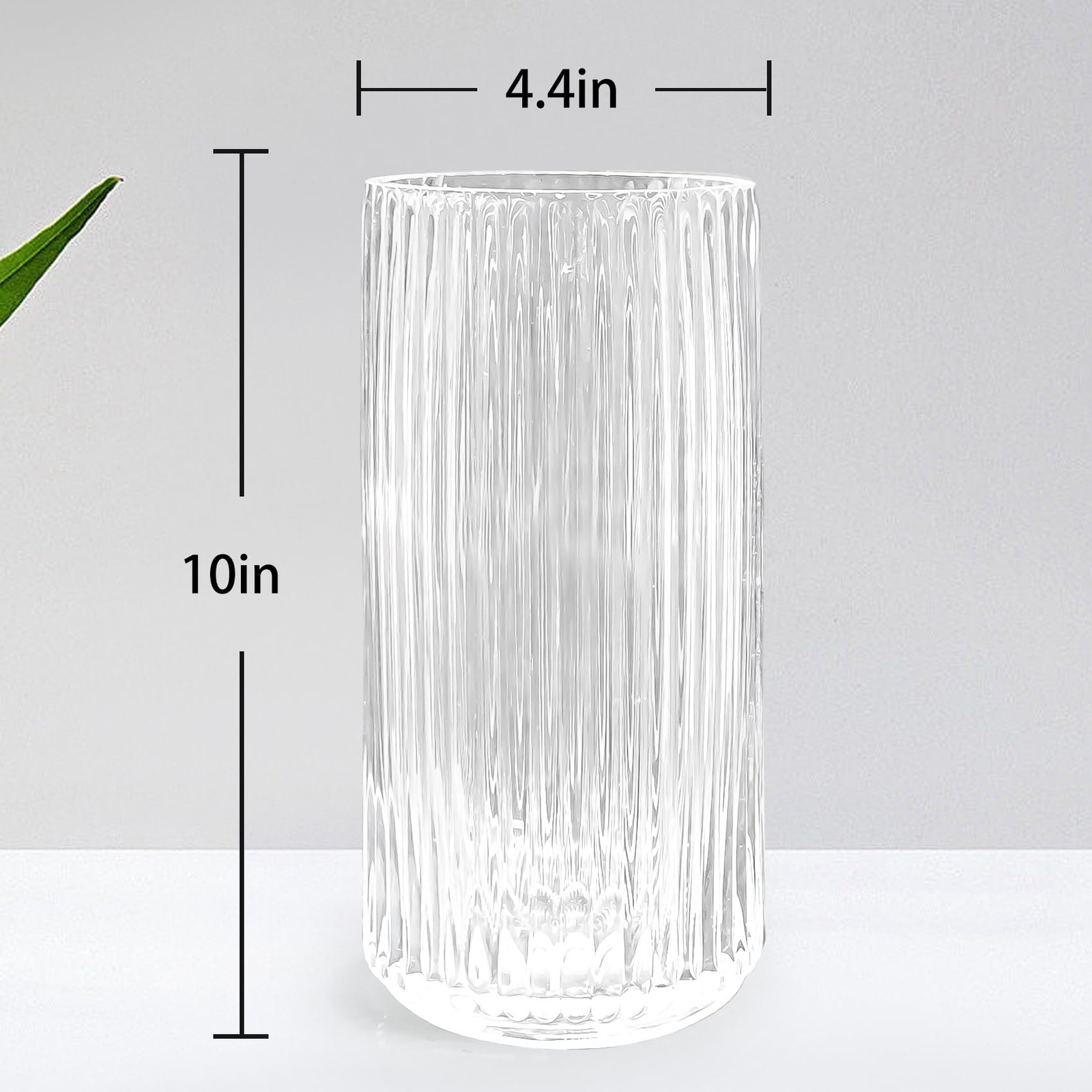 Muyan 9.8″ Flower Vase for Decor Ribbed Glass Vase Modern for Centerpieces De…