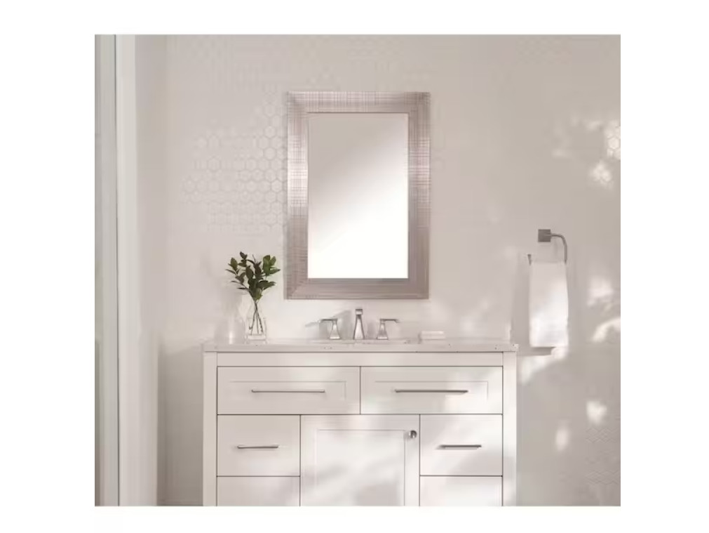 24 in. W x 35 in. H Rectangular Plastic Framed Wall Bathroom Vanity-Minor dent