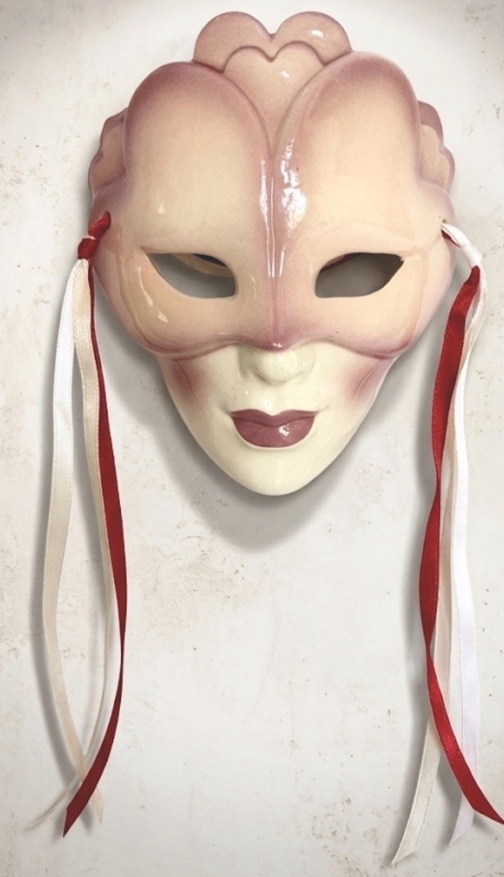 VTG Clay Art About Face Heart Motif Ceramic Mask Wall Hanging San-Fran 1980’s