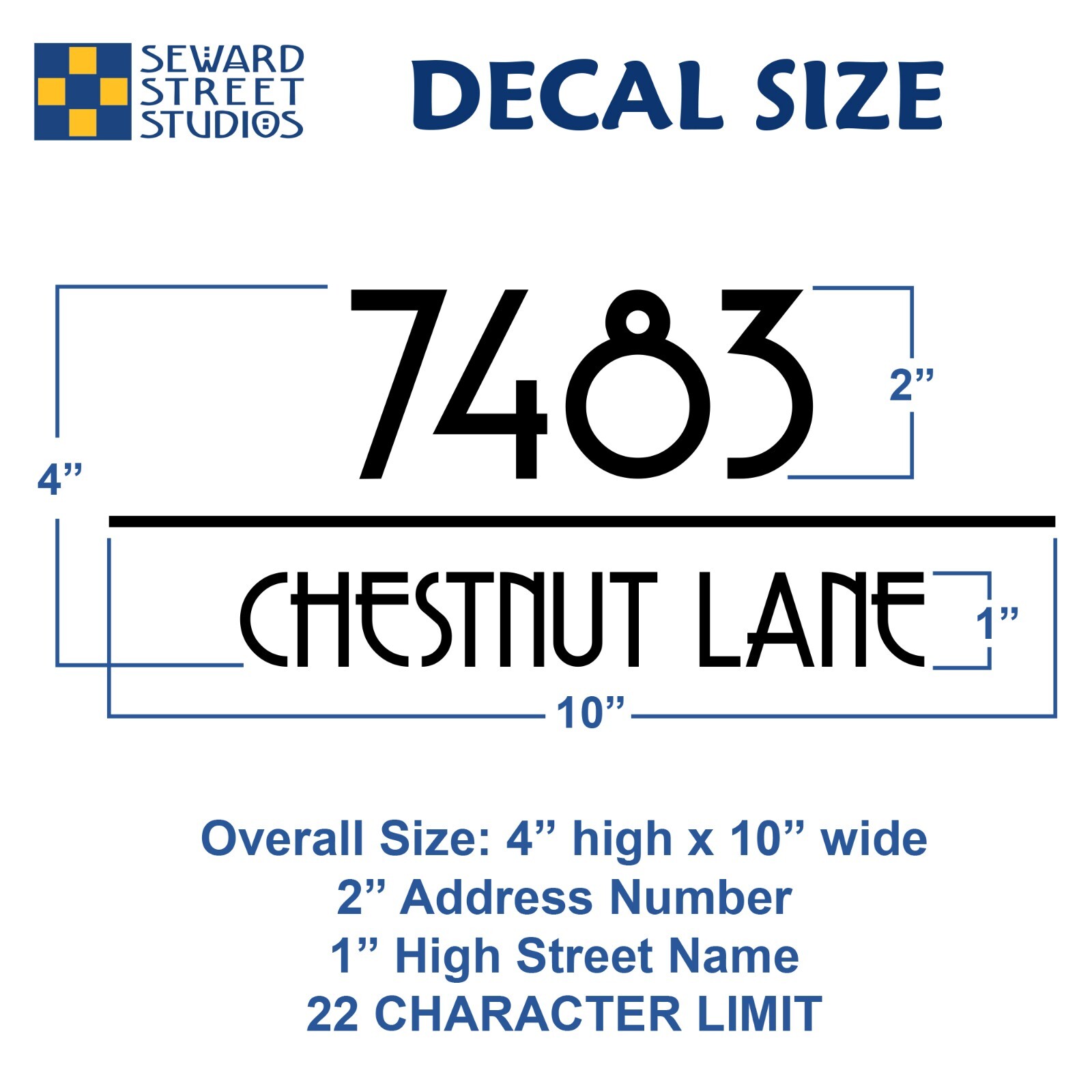 Art Deco Mailbox Address Decal, MCM Street Name Sticker / 4″ h x 10″ w – #1274