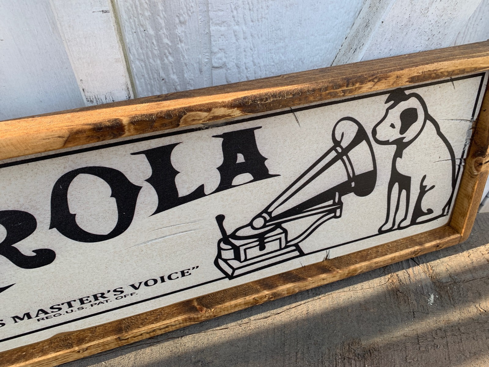 Antique Style Wood Victrola Phonograph Record Advertising Home Decor Sign 6×24