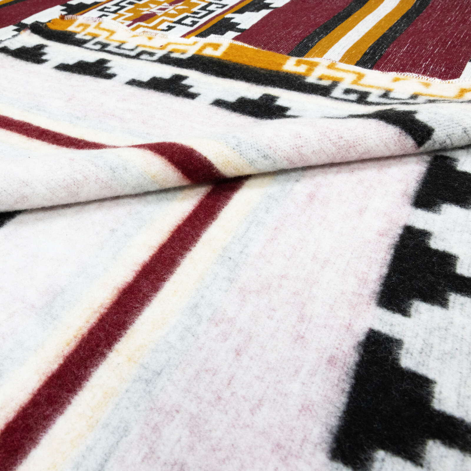 Handwoven Soft & Warm Heavy Thick Llama Wool Blanket – Burgundy/Mustard 98×79 in
