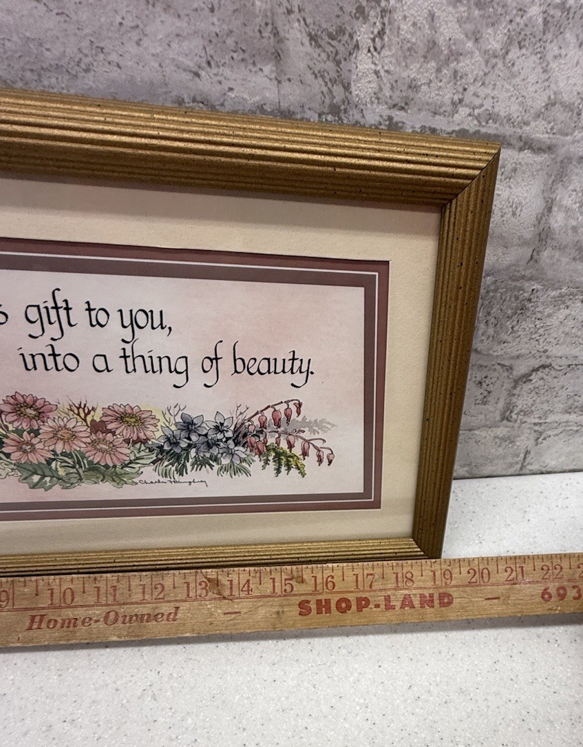 HOMCO Gold Framed Inspirational Quote Charles Humphrey “Each day is Gods gift”