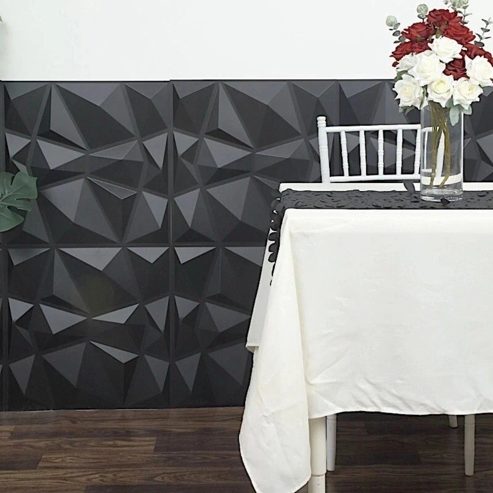 10PCS 3D Wall Panels Diamond Design Textured Accent PVC Wall Background Decor
