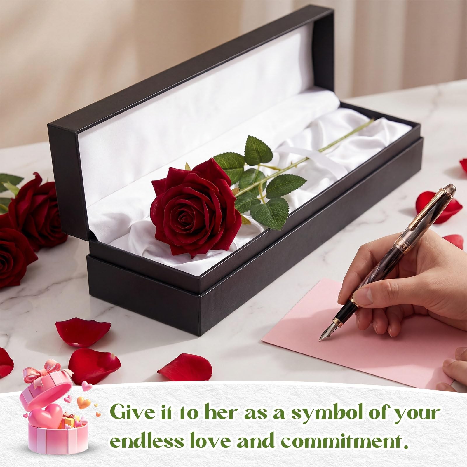 Velvet Single Roses Red Artificial Flowers, Fake Silk Rose Faux Look Real Floral