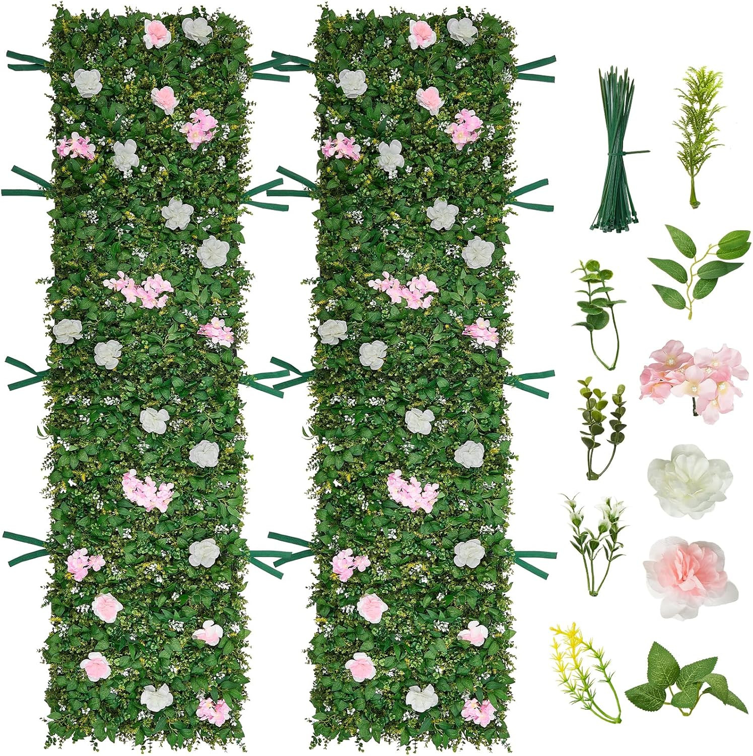 Gorgeous 3D Silk Flower Wall Backdrop Panels – 2 PCS, 2×8 Ft for Events