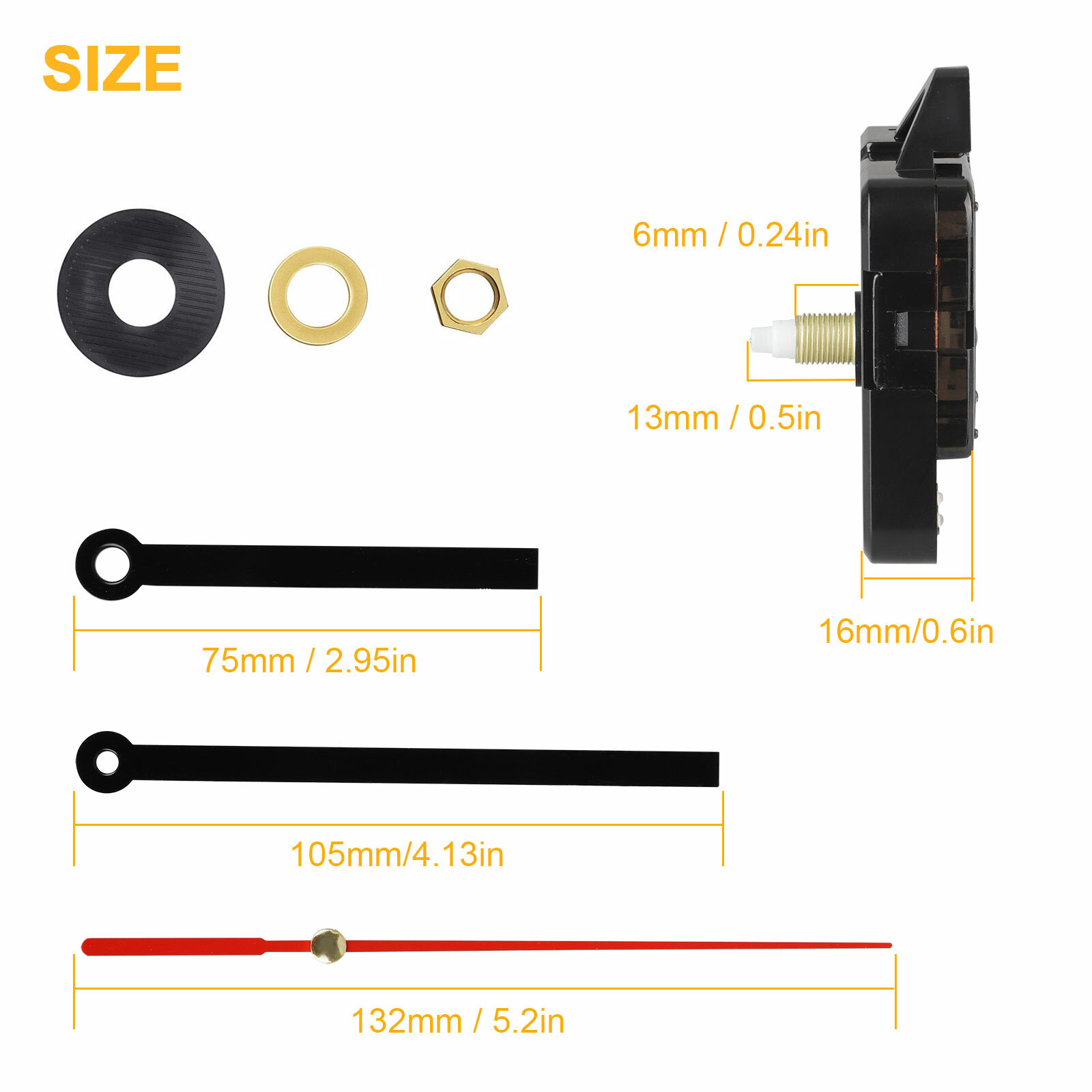 Replacement Quartz Wall Clock Movement Mechanism Motor With Hands & Fittings Kit