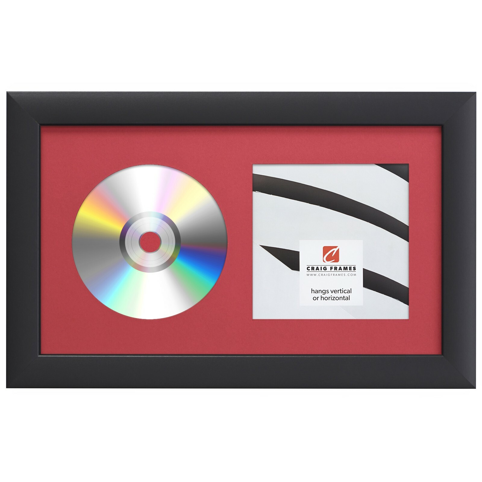 Craig Frames Complete 7×12 CD Display Mat in 1″ Black Frame with Glass