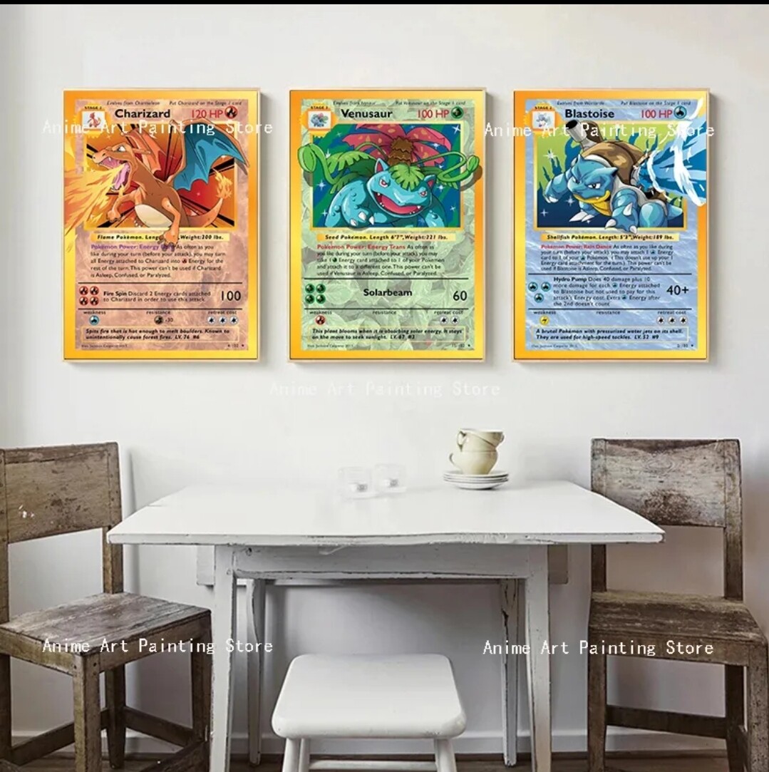 Pokemon trading card poster canvasTCG wall art anime home decor