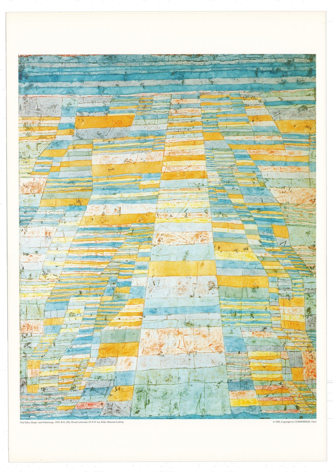 PAUL KLEE Main Path and Byways 17″ x 12″ Offset Lithograph 1990 Modernism