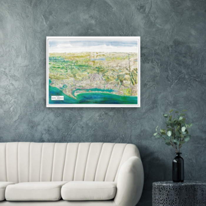 San Diego SD Southern California Panoramic Map Poster Art Print Wall Aerial