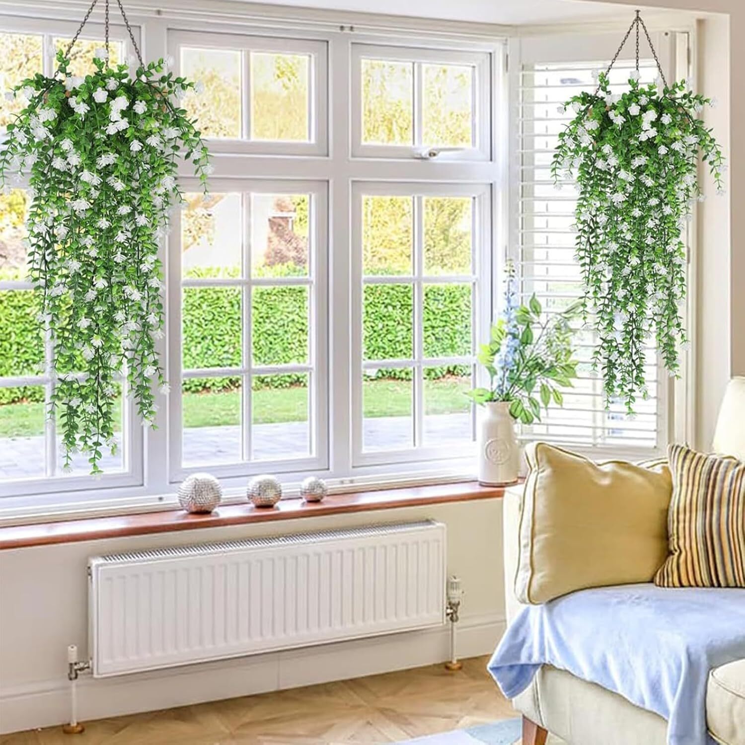 8pc Artificial Hanging Plant Fake Eucalyptus Leaf Vine Home Garden Outdoor Decor