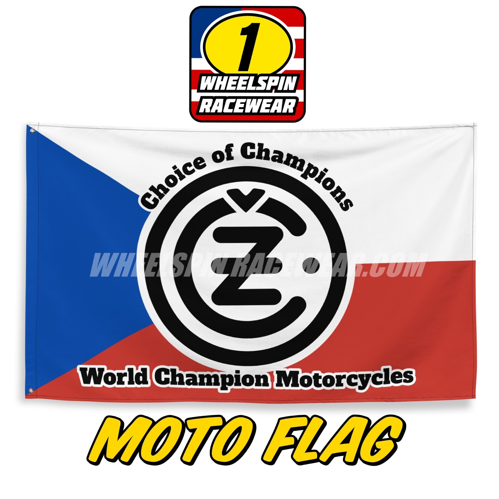 CZ Choice Champ World Champion M/C BLK Czech flag Moto Flag (CZ001) Vintage MX