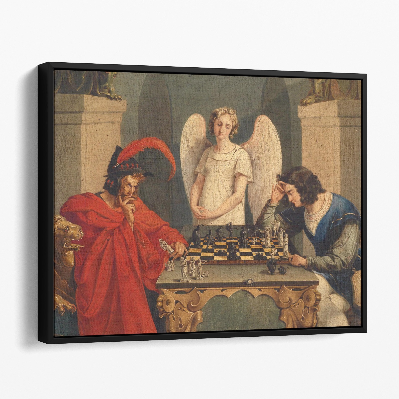 Faust And Mephistopheles Playing Chess Canvas Wall Art Print