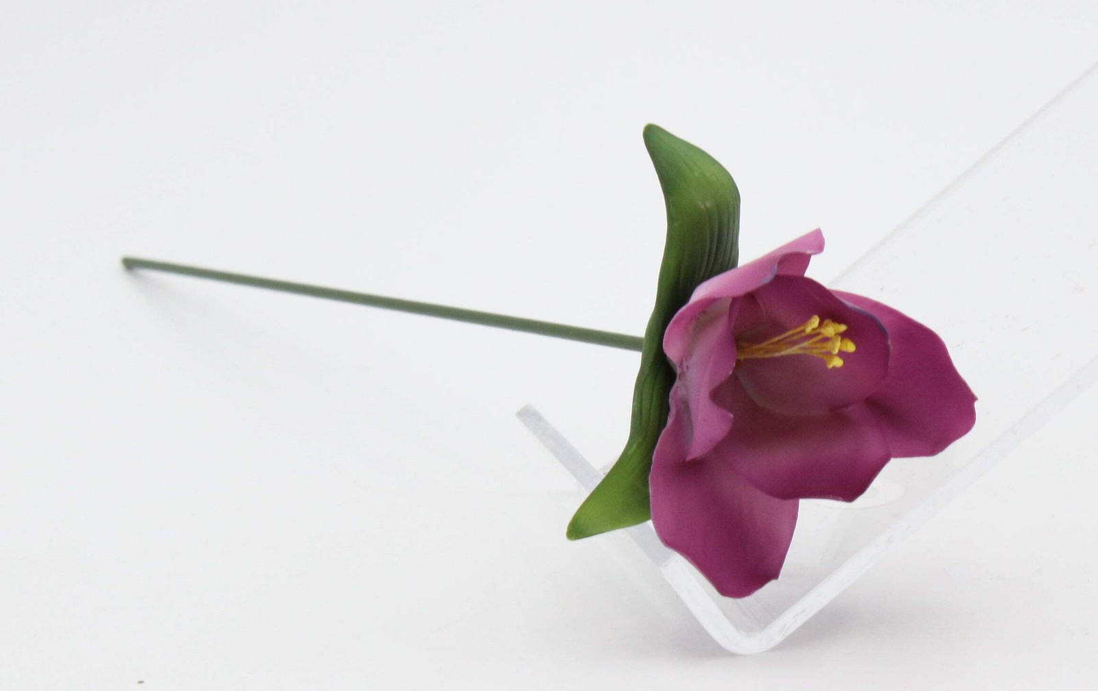 Ceramic Mauve Flower with Stem, Gift for Her, Gift for Mom, Romantic Decor, Vale