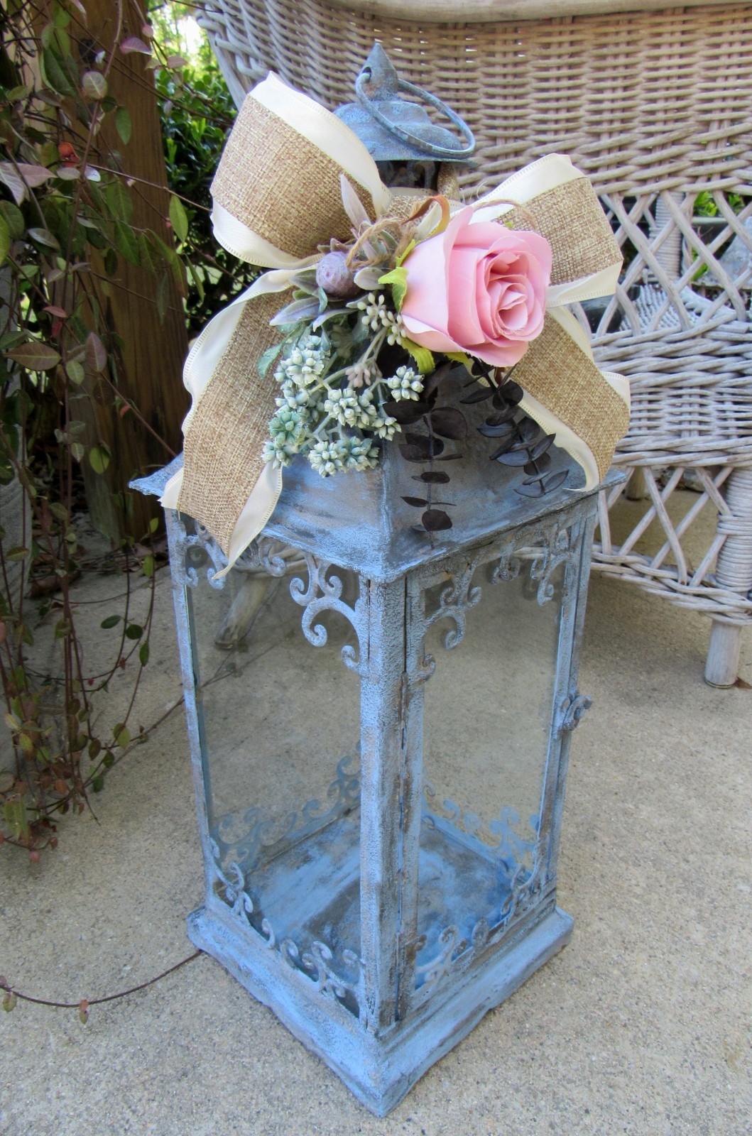 Cottage Blue Candle Lantern,French Blue,Shabby,Farmhouse,Events,Centerpiece,20.5